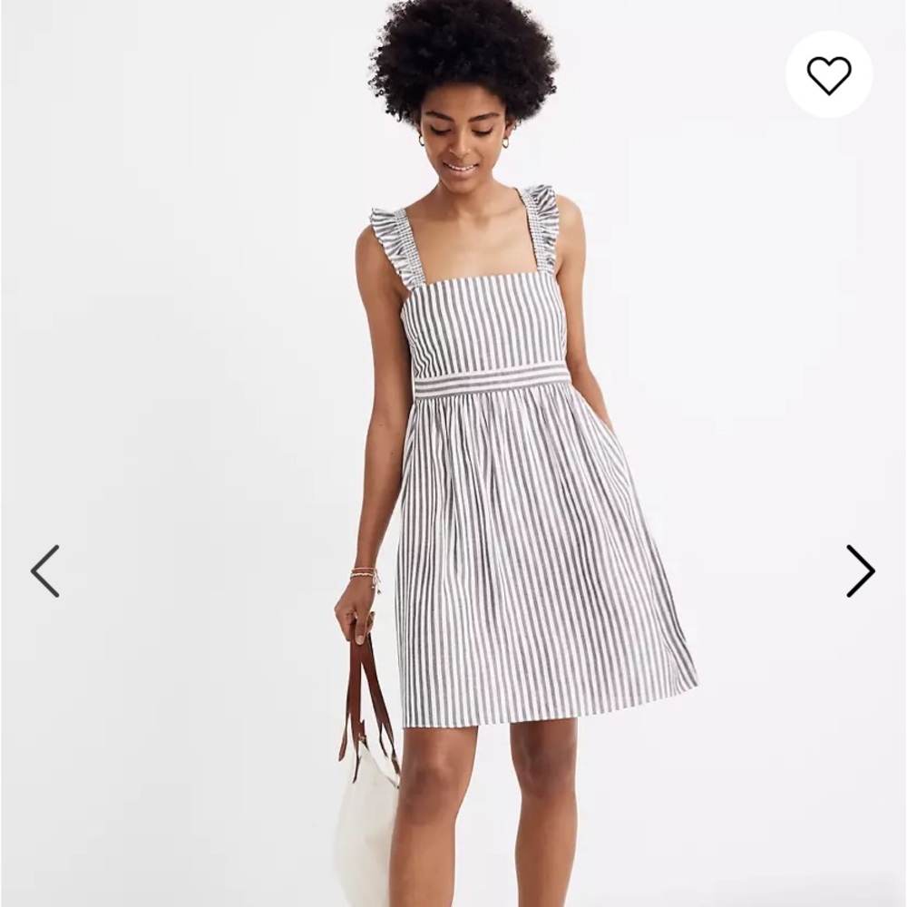 Madewell Striped Empire Ruffle Strap Dress Sundress - Picture 4 of 11